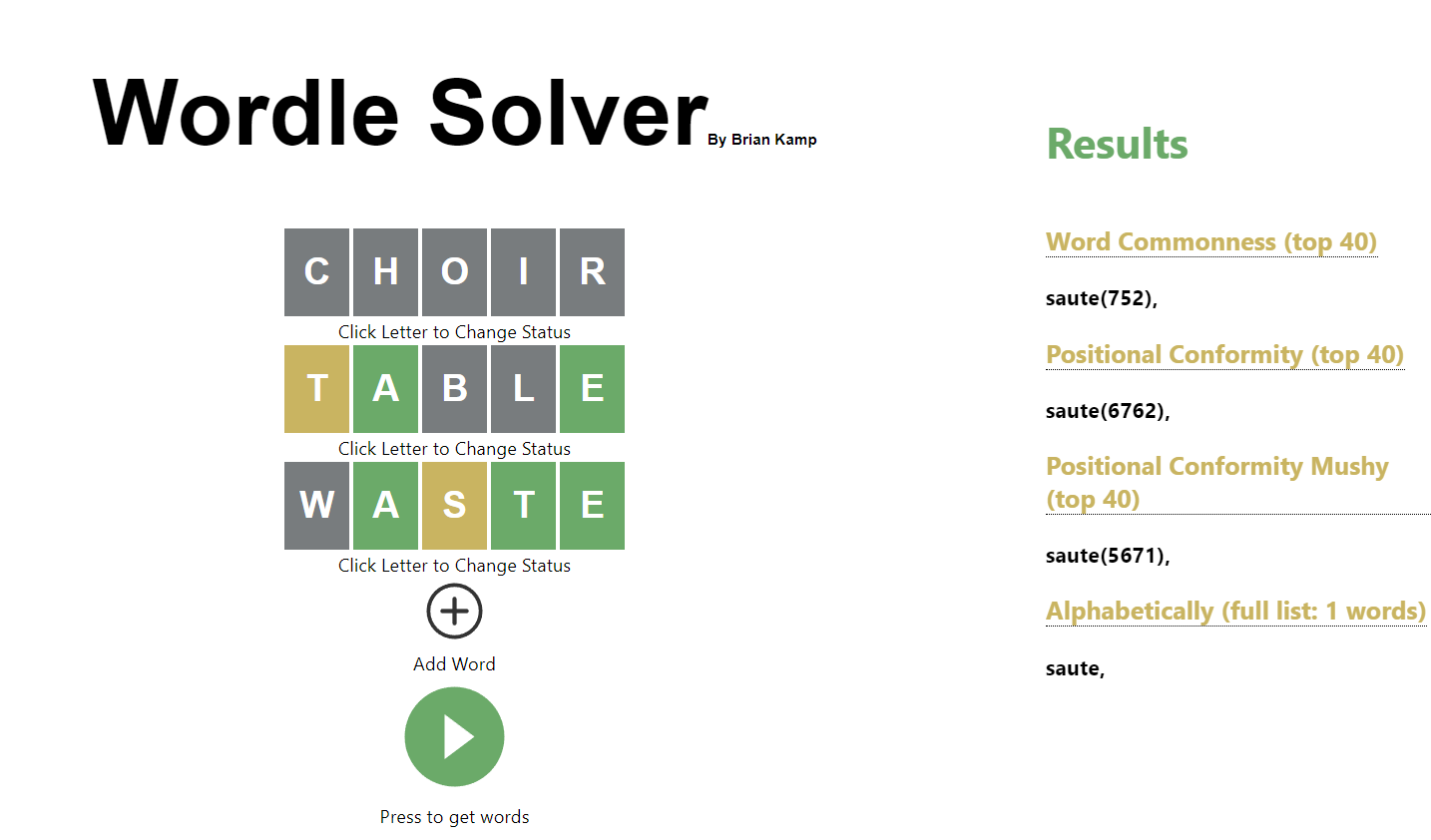 Wordle Solver v.1.2